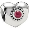 Pandora Silver Bead Heart with Rhodolite (NEW)